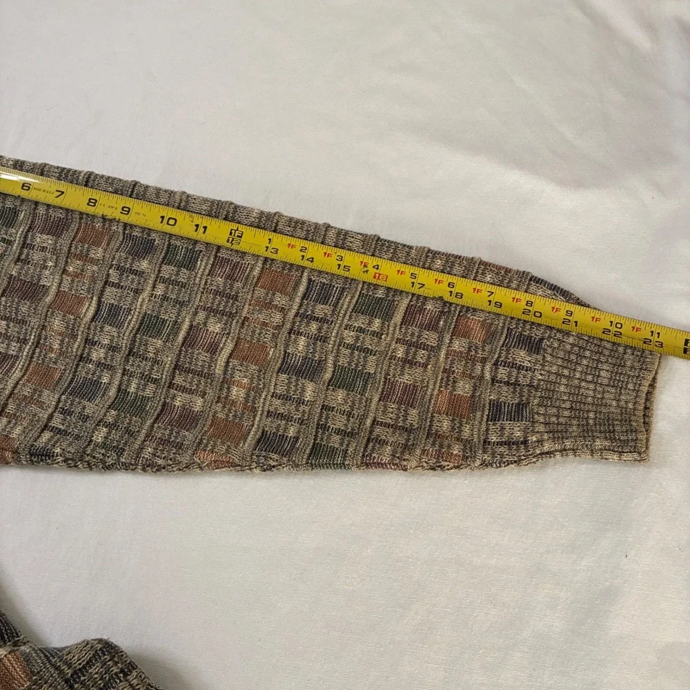 Cotton Traders Sweater Mens Large Brown Textured Geometric Knit Coogi Style - Picture 7 of 7